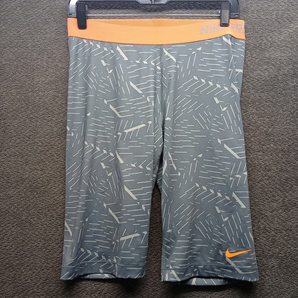 Nike Pro Shorts Womens XL Gray Orange Compression Athletic Training